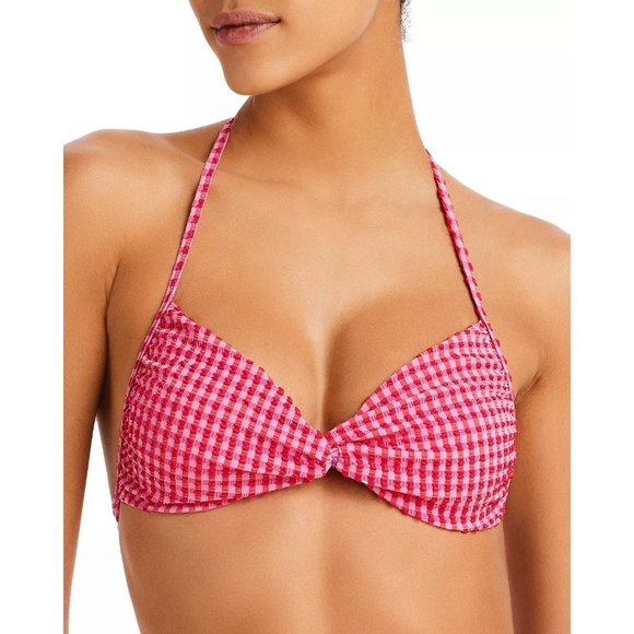 L*SPACE Twister Gingham Printed Halter Bikini Top - NWT - Size XS - Picture 3 of 3